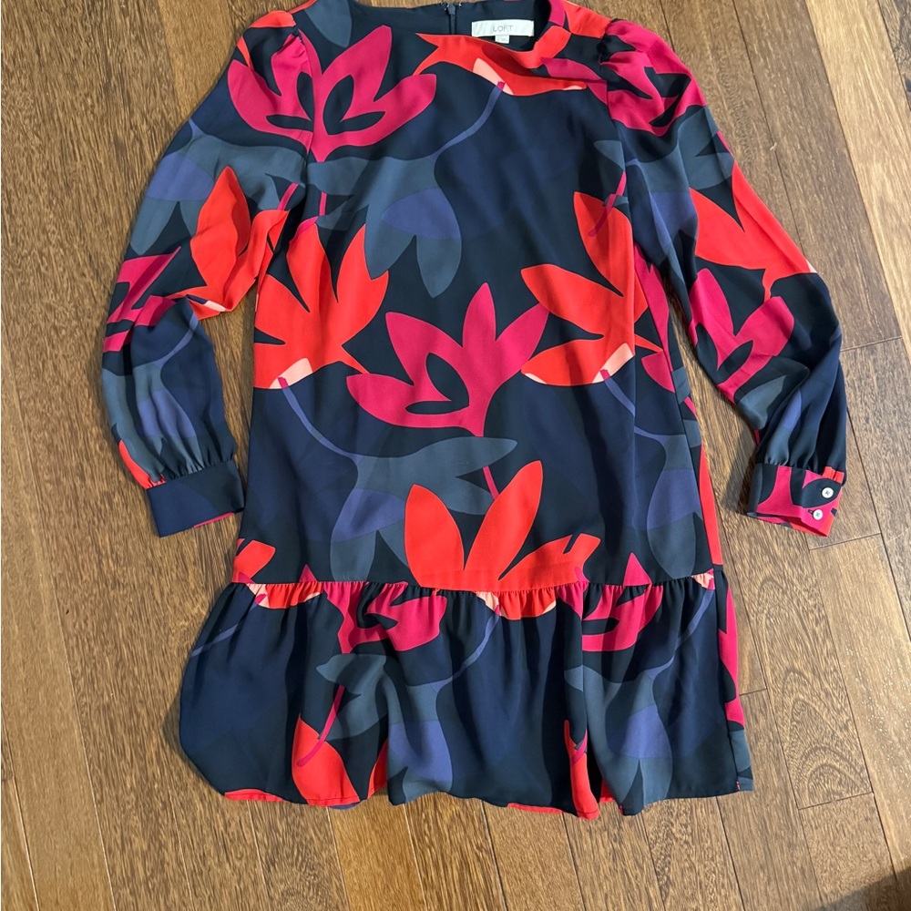 Floral Dress in Red and Blue